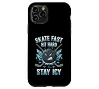 Skate Fast Hit Hard Stay Icy Angry Hockey Puck Art Carcasa para iPhone 11 Pro