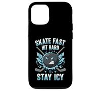 Skate Fast Hit Hard Stay Icy Angry Hockey Puck Art Carcasa para iPhone 12/12 Pro