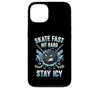 Skate Fast Hit Hard Stay Icy Angry Hockey Puck Art Carcasa para iPhone 13