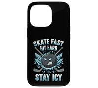 Skate Fast Hit Hard Stay Icy Angry Hockey Puck Art Carcasa para iPhone 13 Pro