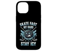 Skate Fast Hit Hard Stay Icy Angry Hockey Puck Art Carcasa para iPhone 14