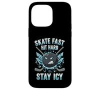 Skate Fast Hit Hard Stay Icy Angry Hockey Puck Art Carcasa para iPhone 14 Pro Max