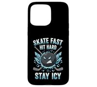 Skate Fast Hit Hard Stay Icy Angry Hockey Puck Art Carcasa para iPhone 15 Pro Max