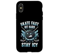 Skate Fast Hit Hard Stay Icy Angry Hockey Puck Art Carcasa para iPhone X/XS