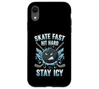 Skate Fast Hit Hard Stay Icy Angry Hockey Puck Art Carcasa para iPhone XR