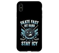 Skate Fast Hit Hard Stay Icy Angry Hockey Puck Art Carcasa para iPhone XS Max