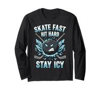 Skate Fast Hit Hard Stay Icy Angry Hockey Puck Art Manga Larga