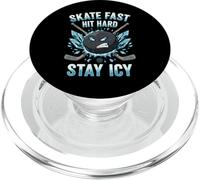 Skate Fast Hit Hard Stay Icy Angry Hockey Puck Art PopSockets PopGrip para MagSafe