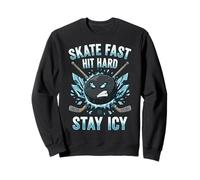 Skate Fast Hit Hard Stay Icy Angry Hockey Puck Art Sudadera