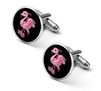 Skate Flamingo - Gemelos de moda para hombre, diseño de flamenco, para camisas clásicas, para bodas y negocios, 1.7cm, Metal, No es una piedra preciosa