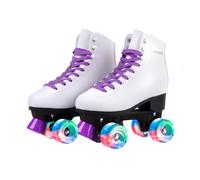 Skate Gear Patines cuαdruples de apoyo extra para niρos y adultos (pϊrpura con LED para mujeres 5/jσvenes 4)