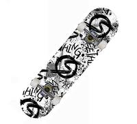 Skate Graffiti En Blanco Y Negro Skateboard 80x20 cm 7 Capas de Madera de Arce con Rodamientos ABEC-7 Skateboard Niña Monopatin Niños Skate Completo Adecuado para Principiantes Adulto Longboard