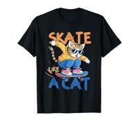 Skate Like A Cat Skater Patinador felino Kitty Camiseta