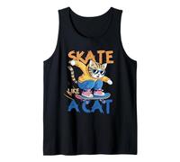 Skate Like A Cat Skater Patinador felino Kitty Camiseta sin Mangas