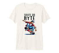 Skate Or Byte (Patinador de 8 bits) Camiseta Premium