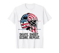 Skate Shoot Score Repeat Hockey USA Player Gear Style Camiseta