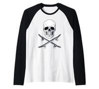 Skate Skull and Crossbones Skateboard Camiseta Manga Raglan
