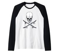 Skate Skull and Crossbones Skateboard Camiseta Manga Raglan