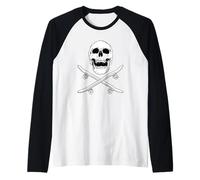 Skate Skull and Crossbones Skateboard Camiseta Manga Raglan