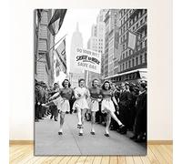 Skate To Work Patinaje sobre ruedas Segunda Guerra Mundial Póster de lienzo en blanco y negro Home Wall Art Decor 1940's Vintage Photography Prints, 50x70 Sin marco