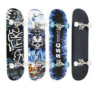 Skateboard Completo para Adolescentes Adultos Principiantes 7 Capas Arce Completo Skateboard, Doble Kick Trick Board para Adultos, Adolescentes, múltiples diseños (79 * 20 * 13 cm (Azul))
