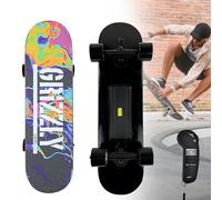 Skateboard Electrico con Motor Simple / Doble de 150W/300W y Velocidad 25Km/h, Monopatín Eléctrico para Carving, Batería de 110 Wh y Control Remoto Inalámbrico, Portátil para Adultos A-Single-Motor