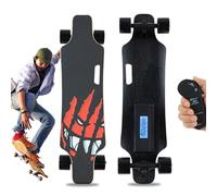 Skateboard Eléctrico con Pantalla Remota y de Velocidad, Longboard Completo para Adultos, Batería de 110Wh, Velocidad Máxima de 25 Km/h, Rango Máximo de 15 Km, Modo de 4 Velocidades E