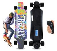 Skateboard Eléctrico con Pantalla Remota y de Velocidad, Longboard Completo para Adultos, Batería de 110Wh, Velocidad Máxima de 25 Km/h, Rango Máximo de 15 Km, Modo de 4 Velocidades F