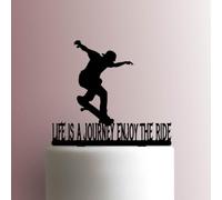 Skateboard Enjoy the Ride - Decoración acrílica para tartas de 5 pulgadas de ancho/naranja