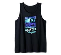 Skateboard Life Ocean City Maryland Retro Sunset Skater Camiseta sin Mangas
