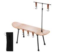 Skateboard Picnic Table - Foldable Desk for Outdoors | Wood and PP with Portable Folding Design, Decorative Function for Hiking, BBQ, Beach, Fishing, Camping Activities