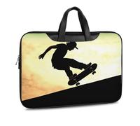 Skateboard1 - Maletín bandolera de cuero estampado para hombres y mujeres, viajes, negocios, oficina, bolsa para colgar portátil, bolsa cruzada, Estilo negro, 37x28cm