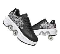 Skateboarding Niños Zapatillas 2 En 1 Patines Zapatillas Quad Rued Sneakers Moda Regalo de cumpleaños Niños y niñas