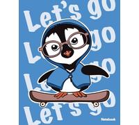 Skateboarding Penguin Notebook: Animal Journal for Kids | 7,5×9,25 blue book with 110 lined pages | For Taking notes at School