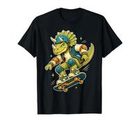 Skateboarding Triceratops Dinosaurio Skateboard Skater Niños Camiseta gráfica económica