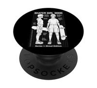 Skater Girl Funny Joke Figura de acción Skateboarder Skate PopSockets PopGrip Adhesivo