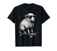 Skater Oveja con Gafas de Sol Gráfico Patinador Animal Camiseta