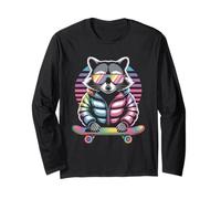 Skater Raccoon Retro Pop Streetwear Animales Manga Larga