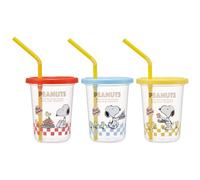 Skater SIH2ST-A Vaso con pajita, 239.5 ml (230 ml), 3 piezas, Snoopy 80s Cafe, fabricado en Japón