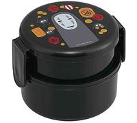 SKATER Spirited Away - Caja de bento redonda de 2 pisos con folk (500 ml) - Diseño japonés auténtico - Apto para microondas - Negro