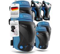 SKATEWIZ Protecciones Patines Adulto - Kit Protección, Rodilleras Skate - Rodilleras Adulto, Protecciones Skate - Patines en Linea - PROTECT-1 Talla L Azul