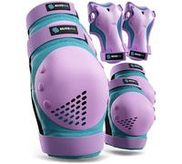 SKATEWIZ Protecciones Patines Adulto - Protecciones Skate Adulto - Protectores Patines de Hielo - Protección Skateboard y Patinaje en Línea - Smash Talla L/XL Azul y Púrpura