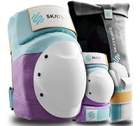 SKATEWIZ Protecciones Patines Adulto, Rodilleras Skate - Protecciones Patines de Hielo - Kit Protección Skate - Rodilleras y Coderas Adulto - SHIELD Talla M Lavanda