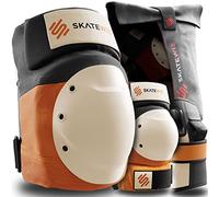 SKATEWIZ Protecciones Patines Adulto, Rodilleras Skate - Protecciones Patines de Hielo - Kit Protección Skate - Rodilleras y Coderas Adulto - Shield Talla L Naranja