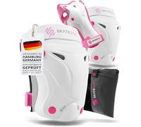 SKATEWIZ Protecciones Patines Niña, Patines De Hielo - Rodilleras Niño, Protecciones Niño - Protectores BMX, Patinaje en Línea - Rodilleras Niña - PROTECT-1 Talla S Rosa