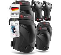 SKATEWIZ Protecciones Patines Niña, Patines De Hielo - Rodilleras Niño, Protecciones Niño - Protectores BMX, Patinaje en Línea - Rodilleras Niña - PROTECT-1 Talla XS Negro