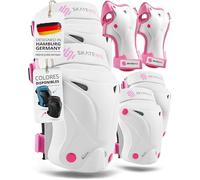SKATEWIZ Protecciones Patines Niña - Rodilleras Niño, Protecciones Niño - Protectores Skateboard, BMX, Patinaje en Línea - Rodilleras Niña - PROTECT-1 Talla xs Rosa