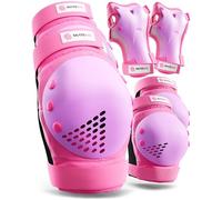 SKATEWIZ Rodilleras Niño Patinaje Niña - Rodilleras Niña, Patines de Hielo - Protecciones Niño - Protección Skateboard y Patinaje en Línea - SMASH Talla M/L Rosa y Púrpura