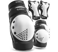 SKATEWIZ Rodilleras Niño Patinaje Niña - Rodilleras Niña, Patines de Hielo - Protecciones Niño - Protección Skateboard y Patinaje en Línea - SMASH Talla M/L Negro y Blanco