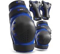 SKATEWIZ Rodilleras Niño Patinaje Niña - Rodilleras Niña, Patines de Hielo - Protecciones Niño - Protección Skateboard y Patinaje en Línea - SMASH Talla M/L Azul y Negro